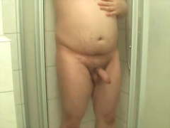 Fat guy showering